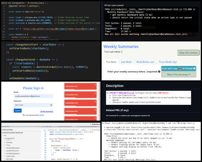 Binary Brigade, Highest Good Network Software, Maximizing Sustainable Human Potential, One Community Weekly Progress Update #612, GitHub API member management, automating API calls with CRON jobs, sending GitHub invitations, removing inactive GitHub users, HighestGoodNetworkApp pull request testing, resolving date picker validation issues, addressing task date conflicts in WBS, MongoDB integration for data operations, unit testing for Weekly Summaries components, resolving merge conflicts in pull requests.