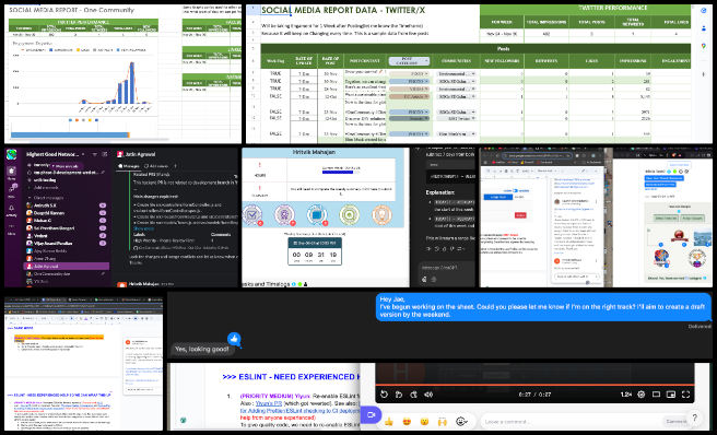 Highest Good Society, Maximizing Sustainable Human Potential, One Community Weekly Progress Update #612, social media engagement tracker, Twitter analytics, high-engagement posts, Google Sheets tracker, HGN social media scheduler, Figma design, software development, frontend pull requests, merge conflict resolution, team collaboration, social media metrics, administrative tasks, Step 4 documents, sustainable human potential, One Community, marketing analysis, content strategy