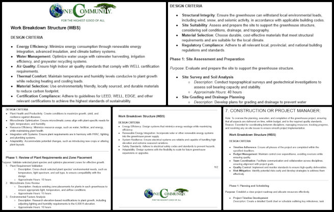 Maximizing eco-potential, One Community Weekly Progress Update #611, greenhouse heat load analysis, Revit software challenges, HVAC and plumbing WBS, mechanical engineering design, greenhouse project planning, alternative analysis methods, wire gauge selection, sustainable greenhouse design, engineering task assignment, sustainable building design