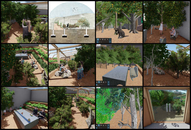 Aquapini and Walipini, Creating a More Luxuriant Life With Sustainability, One Community Weekly Progress Update #613, Walipini 2 CAD design, SketchUp model integration, people space design, 3D spatial visualization, Enscape rendering, Lumion model corrections, sustainable greenhouse CAD, sectional views in SketchUp, tree species updates, CAD for greenhouses.