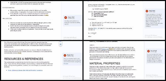 Ultimate Classroom, Maximizing Eco-potential, One Community Weekly Progress Update #611, wind load calculations, ASCE 7-16 standards, California codes, feedback on methodology, report structure, accuracy verification, structural clarity, diagram incorporation, simplifying complex sections, visual presentation improvements