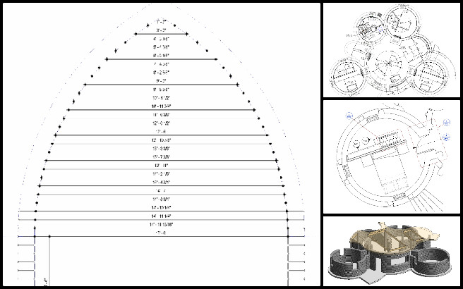 Earthbag Village, Maximizing Eco-potential, One Community Weekly Progress Update #611, MEP coordination meeting, Revit model updates, primary bedroom layout, drawing adjustments, 3D model development, earthbag layer representation, structural roof analysis, roof frame, structural frame analysis, architectural modeling