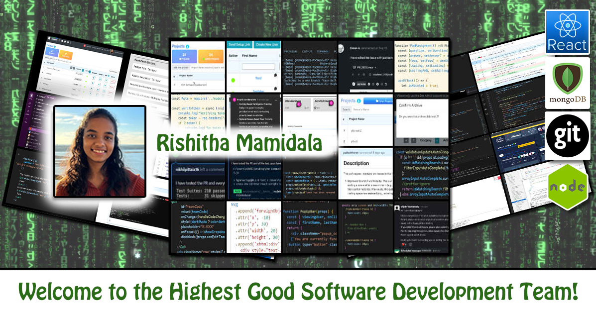 Rishitha Mamidala, One Community Volunteer, Software Engineer, Software Developer, Highest Good collaboration, people making a difference, One Community Global, helping create global change, difference makers