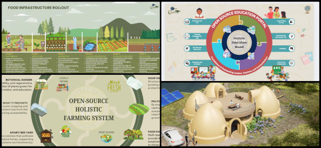 Highest Good Society, Creating a More Luxuriant Life with Sustainability, One Community Weekly Progress Update #613, Branding graphics, Infographic design, Holistic farming systems, Highest Good Energy page, For the Highest Good of All® philosophy, Food infrastructure, Visual representation, Highest Good Education, Infographic creation, Weekly progress video