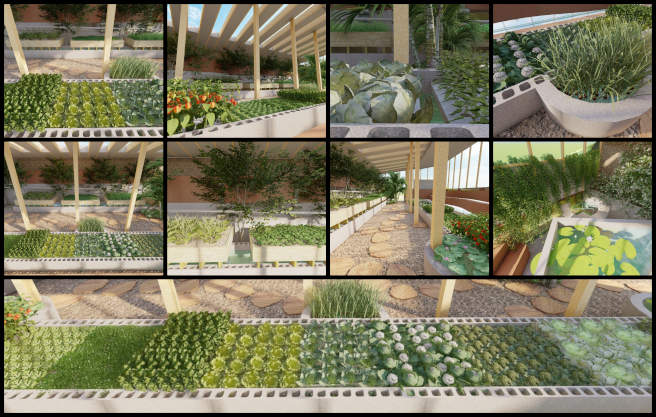 Aquapini and Walipini, Maximizing Eco-potential, One Community Weekly Progress Update #611, High-quality custom plant models, Aquatic planting beds, models for the Tropical Moist House layout, Sustainable food systems design, CAD planting layout adjustments, Edible plant arrangement, Eco-conscious plant models