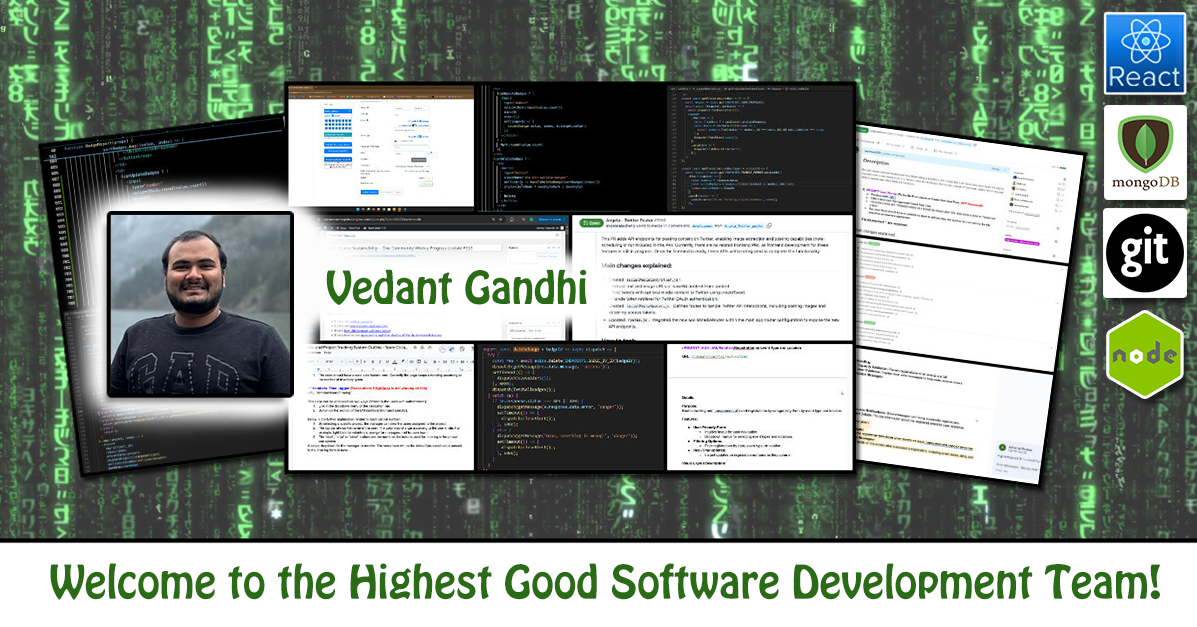 Vedant Gandhi, One Community Volunteer, Highest Good collaboration, people making a difference, One Community Global, helping create global change, difference makers