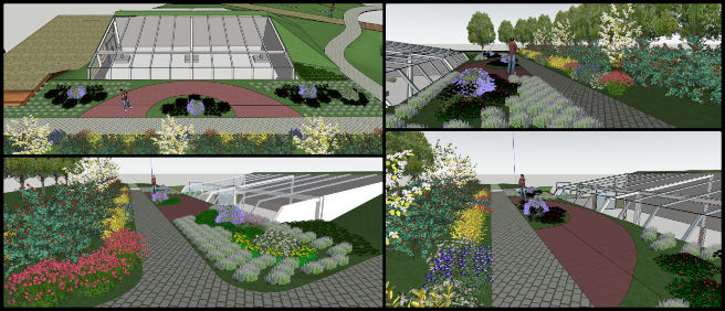 Aquapini and Walipini, Creating a More Luxuriant Life With Sustainability. One Community Weekly Progress Update #613, Layout design, Planting design integrating fruit trees, berry bushes, and architectural elements for improved food production, Rest area layout with low-growing berries, thoughtfully spaced plantings for ease of harvest and visual harmony.