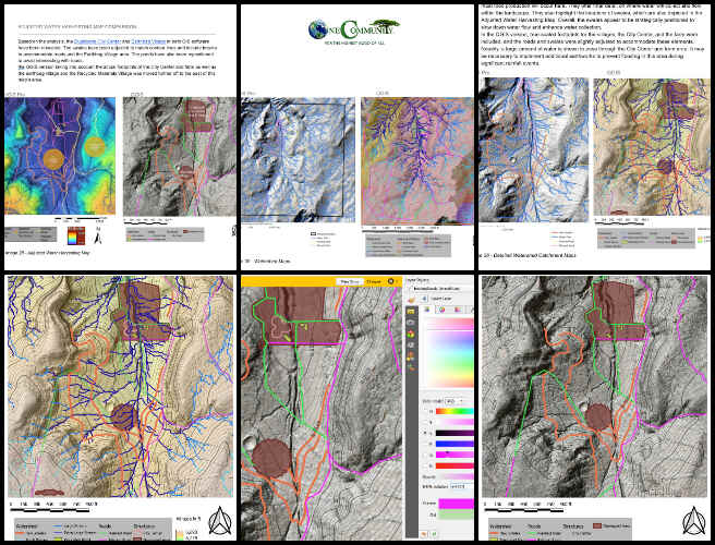 Permaculture, (open sourcing) Sustainable Change for the Whole Planet, One Community Weekly Progress Update #618, GIS data, Permaculture Design, QGIS comparison, ArcGIS Pro comparison, side-by-side graphics, Water Harvesting Maps, Watershed Maps, GIS Technician, horticulturist GIS work, One Community permaculture project.