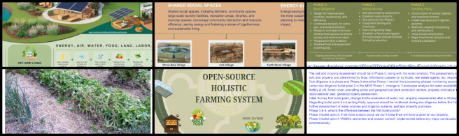 Core Team, Creating a Stable Biosphere, One Community Weekly Progress Update #616, A collaborative review addressing key aspects of food infrastructure planning, including soil preparation, cover crops, and design aesthetics, Insights shared on optimizing Food Graphics and Infrastructure Rollout plans, ensuring accuracy in depiction and practical material suggestions, Critical review of food system plans, focusing on jurisdictional approvals, design appeal, and material recommendations for sustainability, Providing actionable feedback to align the Food Graphics and Infrastructure Rollout with ecological and visual design goals.