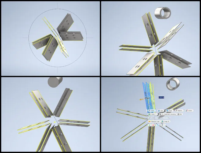 Duplicable City Center, Developing Widespread and Lasting Sustainable Change, One Community Weekly Progress Update #617, row 3 changes, separating the ring design, strut position adjustments, multiple planes design method, x and y axis adjustments, design modification techniques, alternative design approach, structural design collaboration, engineering adjustments, team discussion on design options.