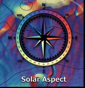 slope aspect mapping, solar energy potential map, sun exposure by slope orientation, north-facing slope shade analysis, south-facing slope for solar panels, sun mapping for garden planning, east-facing morning sun slopes, west-facing afternoon sun exposure, aspect map for landscape design, color-coded slope orientation map