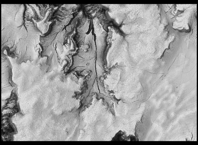 GIS terrain mapping, Digital Elevation Models, ArcGIS contour lines, QGIS topographical data, bare earth elevation map, 3D terrain visualization, topography without vegetation, sunlight-simulated terrain model, 5-foot contour intervals, slope and undulation mapping