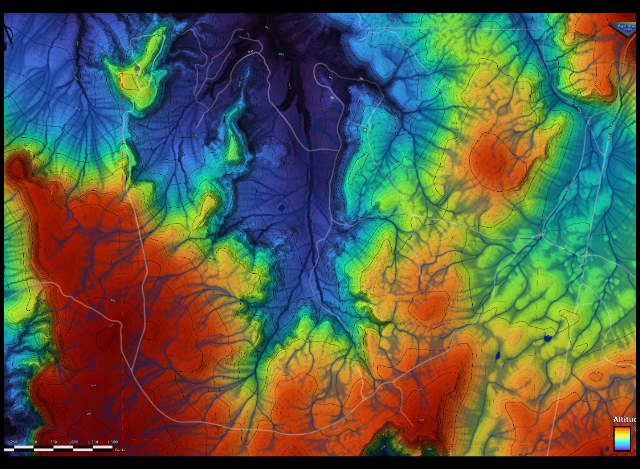 DEM color symbology, surface altitude mapping, elevation color gradient, microclimate analysis with DEM, altitude-based planting, frost risk mapping, colored elevation representation, sun exposure and terrain, topographic influence on vegetation, GIS for climate-sensitive agriculture