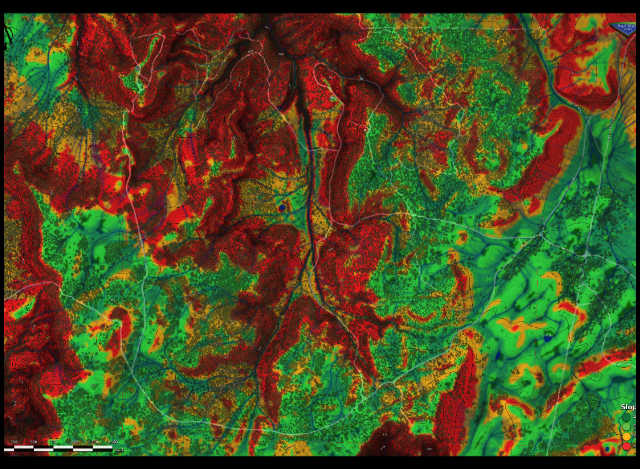 slope gradient mapping, terrain classification by slope, GIS slope analysis, erosion risk assessment, land suitability mapping, colored slope visualization, steep slope development planning, flat land for agriculture, slope-based zoning, terrain-informed land use planning