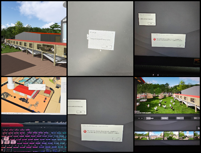 Duplicable City Center, Ecological Models for Thriving, One Community Weekly Progress Update #620, SketchUp import, Lumion rendering, barn area visualization, rendering process, technical issues, software compatibility, performance adjustments, project file import, rendering disruption, visualization software