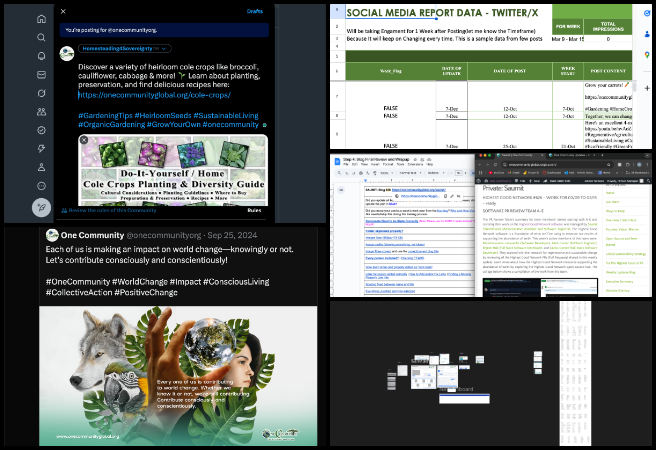 Highest Good Society, Ecological Global Transformation, One Community Weekly Progress Update #627, HGN software development, pull request testing, merge conflict resolution, social media scheduler design, Twitter community engagement, high-engagement content posting, weekly post selection, OC administration support, Blog #626 feedback, Step 4 Document review.