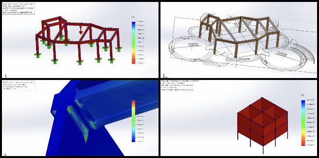 Vermiculture Toilet, Supporting the Abundance of Earth, One Community Weekly Progress Update #626, four-dome cluster roof, hollow steel beams, finite element analysis, factor of safety, structural design, safety values, design modifications, vermiculture design, design report, structural soundness