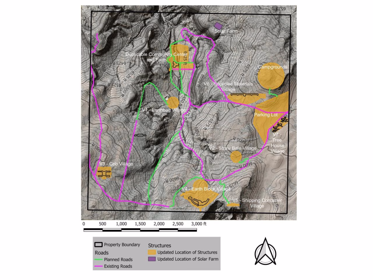 QGIS refined master plan, scaled village layout, realistic structure dimensions, adjusted infrastructure placement, QGIS vs ArcGIS Pro comparison, true footprint mapping, accurate village representation, GIS master plan update, improved spatial accuracy, infrastructure alignment with terrain