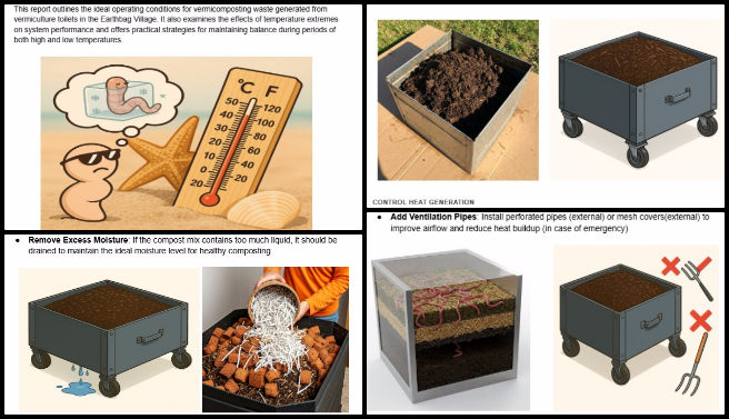 Vermiculture Toilet, Community Conservation through Diversification, One Community Weekly Progress Update #629, vermiculture operating conditions, vermiculture system procedures, worm composting schedule, sustainable waste management, composting with worms, organic waste recycling, vermiculture moisture levels, eco-friendly composting practices, updated vermiculture images, worm bin ventilation