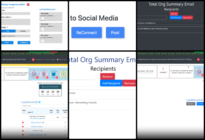 Alpha, Highest Good Network Software, An Open Source Paradigm for Ecological Living, One Community Weekly Progress Update #630, Pinterest OAuth integration, React multi step form, dynamic scoring dashboard, questionnaire ranking logic, MongoDB aggregate pipeline, secure token storage, React UI enhancements, authorization code OAuth, Formik validation, Yup form validation, HTML5 Canvas signature, responsive web design, dark mode fixes, React Router DOM navigation, modular React components, API schema redesign, notification and bid endpoint merge, agile UI collaboration, team management dashboard, user preference persistence