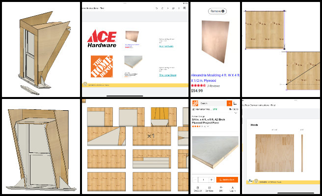 Andrew, Duplicable City Center, Community-based DIY Eco-construction, One Community Weekly Progress Update #632, Dormer window construction, second-floor window design, Duplicable City Centre project, 3D modeling window frames, plywood window frame materials, dormer window assembly, cutting instructions for window frames, screw joint placement, sustainable building design, architectural modeling with plywood