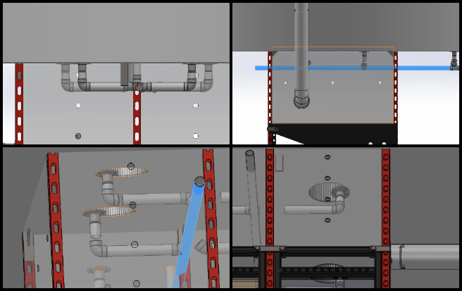 Vermiculture Toilet, Community Conservation through Diversification, One Community Weekly Progress Update #629, SolidWorks plumbing model, compost box plumbing design, eco toilet plumbing layout, sustainable sanitation system, CAD plumbing configuration, green bathroom design, compost system pipe modeling, SolidWorks mating errors, plumbing code evaluation, compost toilet rail interference