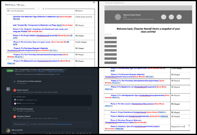 Highest Good Education, An Open Source Paradigm for Ecological Living, One Community Weekly Progress Update #630, team summary and blog updates, Dropbox file management, pull request status tracking, Teacher Dashboard wireframe design, Phase 4 post-login interface, top header and sidebar navigation, Slack communication handling, task time updates, BM Dashboard issue reporting, Code Crafters Week 629 review.