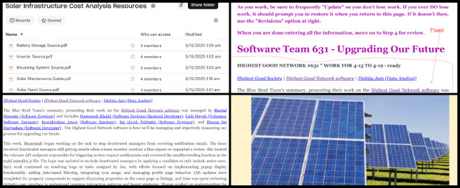 Highest Good Energy, Community-based DIY Eco-construction, One Community Weekly Progress Update #632, Energy Project, Number Update, PDF Added, Math Fixes, File Upload, Info Search, Training Done, Manager Check.