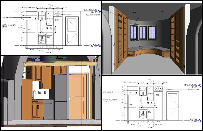 Earthbag Village, An Open Source Paradigm for Ecological Living, One Community Weekly Progress Update #630, Revit model update, eco home render review, built-in bookcase doors, sustainable home design coordination, front door plan detail, section detail floor sheet, green architecture modeling, kitchen framing adjustment, Revit design modifications, eco-friendly interior design