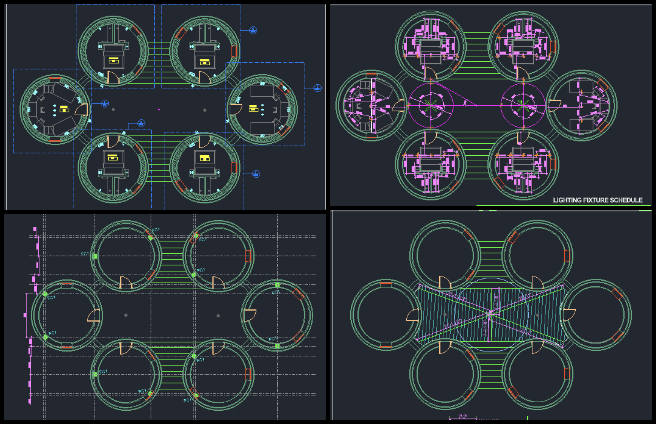 Earthbag Village, An Open Source Paradigm for Ecological Living, One Community Weekly Progress Update #630, 6-dome structure drawings, sustainable floor plan design, eco dome sectional views, green architecture drawing set, construction standard alignment, dome structure PDF plans, detailed dome dimensions, eco-friendly building plans, sustainable construction drawings, refined dome architecture