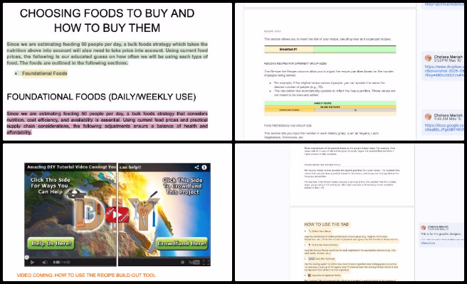 Highest Good Food, A Model for New-world Eco-philanthropy, One Community Weekly Progress Update #636, Food Procurement and Storage Overview, food storage strategy, sustainable food systems, Recipe Build Out Tool, Self-Sufficiency Plan integration, eco-friendly food planning, open source food sustainability, priority document editing, food procurement planning, One Community food strategy 