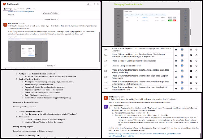 Highest Good Education, Global-Sustainability Systems Management, One Community Weekly Progress Update #633, Phase 4 Figma wireframes, teacher dashboard design, UI/UX updates, blog and weekly summary updates, Dropbox project files, software engineering task management, Phase 2 user manual contributions, login page review, team collaboration on Slack, frontend development documentation.