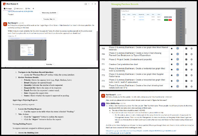 Highest Good Education, Global-Sustainability Systems Management, One Community Weekly Progress Update #633, Phase 4 Figma wireframes, teacher dashboard design, UI/UX updates, blog and weekly summary updates, Dropbox project files, software engineering task management, Phase 2 user manual contributions, login page review, team collaboration on Slack, frontend development documentation.