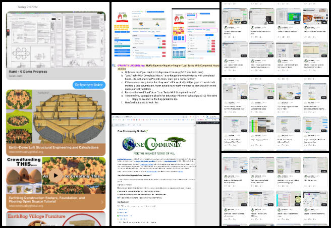 Volunteer Work Review, Global-Sustainability Systems Management, One Community Weekly Progress Update #633, Volunteer work management, sustainable living collaboration, One Community project updates, Highest Good Network software, bug identification and fixes, social media account management, web development progress, new volunteer onboarding, collaborative sustainable models, project video integration.