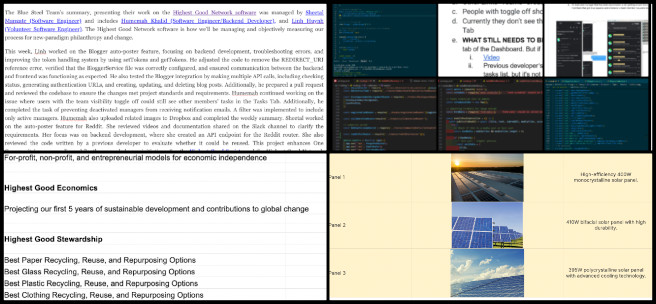 Highest Good Energy, Establishing Global Eco-balance, One Community Weekly Progress Update #635, HG Energy Project, Solar Panel Cost, OC Administration, Excel Sheet Update, Cost Evaluation Research, Loom Video Review, Icon List Verification, Training Team Feedback.