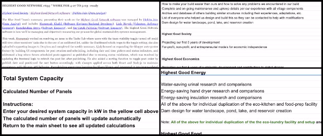 Highest Good Energy, New-paradigm Philanthropy and Change, One Community Weekly Progress Update #634, Energy Analysis, Solar Feedback, Infrastructure Update, Icon Comparison, HG Visualization, Admin Review, Team Summary, Collage Creation.