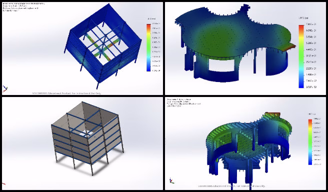 Earthbag Village, A Model for New-world Eco-philanthropy, One Community Weekly Progress Update #636, 4-dome cluster roof design, Finite Element Analysis FEA, roof rafter and joist analysis, structural modification evaluation, vermiculture toilet support structure, Unistrut structural analysis, sustainable waste management design, eco-toilet engineering, composting toilet FEA, green building roof system