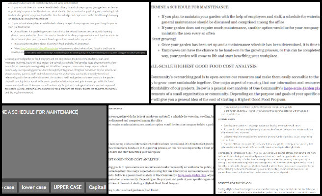 Highest Good Food, A Model for New-world Eco-philanthropy, One Community Weekly Progress Update #636, content clarity improvements, updated bullet points, consistent heading formatting, enhanced page navigation, improved content readability, structured web content, user-friendly formatting, SEO-optimized content structure, internal linking updates, website content alignment 