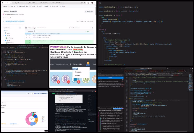 Highest Good Network Software, Global-Sustainability Systems Management,One Community Weekly Progress Update #633, timelog debugging, frontend backend integration, job posting analytics, data visualization with Recharts, UI responsiveness improvements, dark mode support, MongoDB job analytics, dynamic sorting logic, One Community role management, Blue Square issue tracking