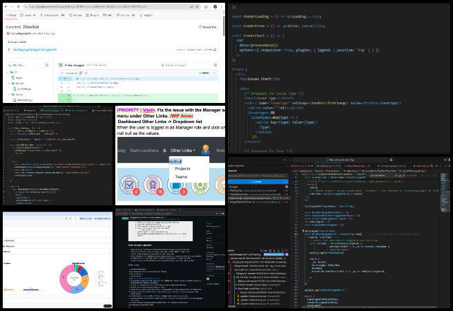 Highest Good Network Software, Global-Sustainability Systems Management,One Community Weekly Progress Update #633, timelog debugging, frontend backend integration, job posting analytics, data visualization with Recharts, UI responsiveness improvements, dark mode support, MongoDB job analytics, dynamic sorting logic, One Community role management, Blue Square issue tracking