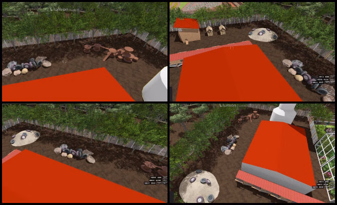 Yan Zu, Duplicable City Center, Establishing Global Eco-balance, One Community Weekly Progress Update #635, animal area design optimization, facility layout improvement, natural textures and finishes, spatial organization enhancement, realistic 3D scene rendering, cohesive visual presentation, lighting response improvement, vibrant architectural renders, refined design aesthetics, environmental design integration