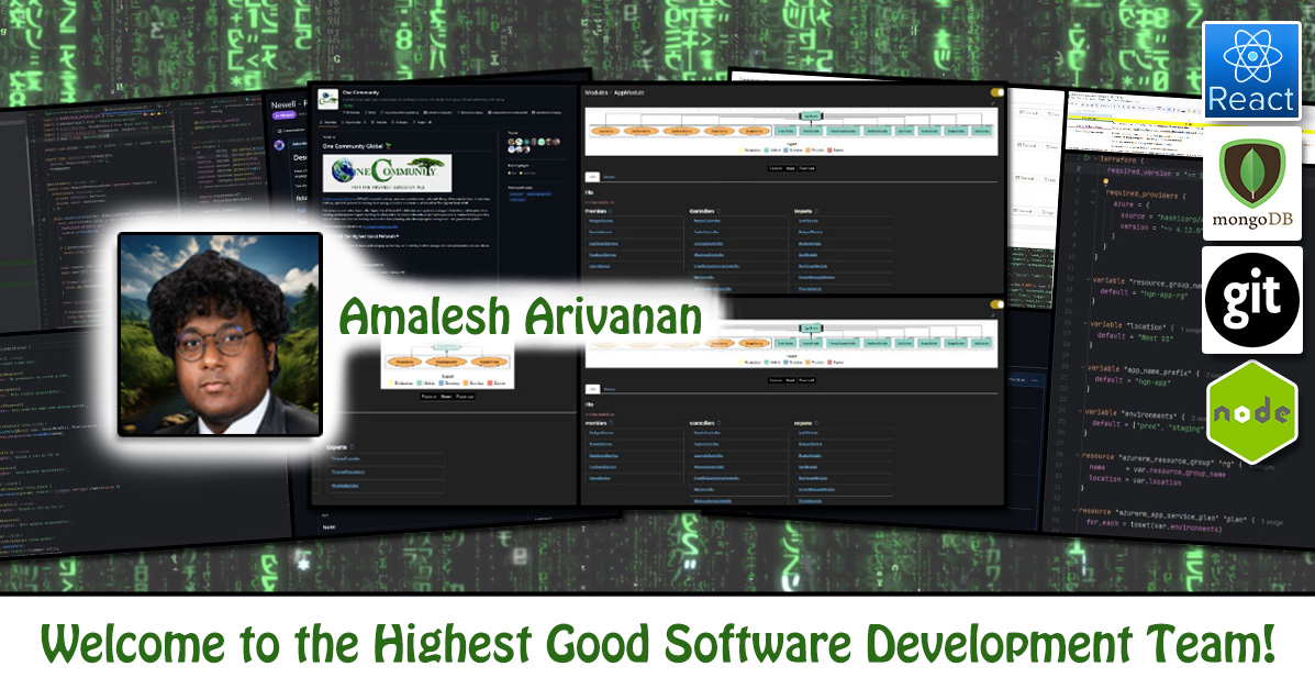 Amalesh Arivanan, One Community Volunteer, Highest Good collaboration, people making a difference, One Community Global, helping create global change, difference makers