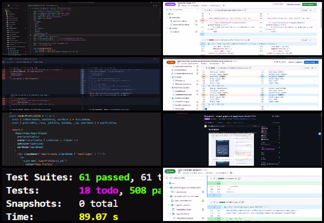 Binary Brigade Team, Highest Good Network software, Self-replicating Highest Good Creation, One Community Weekly Progress Update #641, production release bug fixes, Share PDF button issue, UI/UX construction summary, event reschedule button development, CSS Modules migration, injury trends dashboard, Chart.js horizontal bar graph, Bitly-posting interface UI, role-based backend logic, weekly summary report bug fix