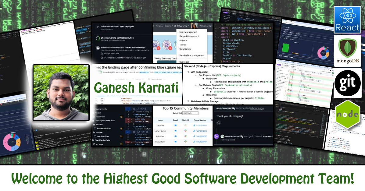 Ganesh Karnati, One Community Volunteer, Highest Good collaboration, people making a difference, One Community Global, helping create global change, difference makers