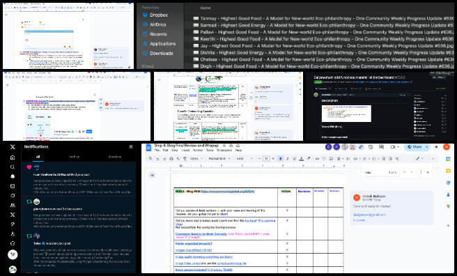 Highest Good Society, Collectively Improving the Standard of Living, One Community Weekly Progress Update #637, HGN software development, OC administration updates, pull request review, Slack team collaboration, merge conflict resolution, Twitter community engagement, social media marketing, Highest Good Energy blog, Highest Good Food update, weekly progress collage