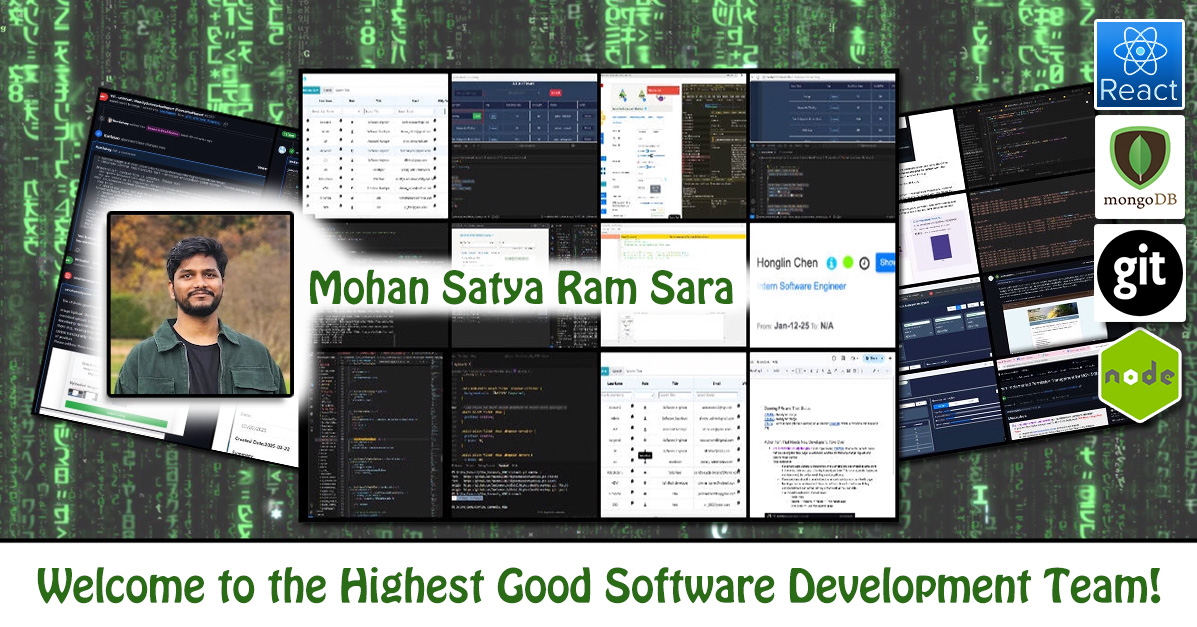XXXX, Software Engineer, Highest Good Network Software, One Community Volunteer, Highest Good collaboration, people making a difference, One Community Global, helping create global change, difference makers