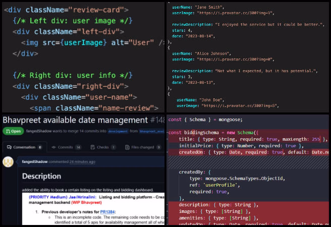 one community weekly progress update #640, helping people create their own sustainable futures, listing availability backend integration, bidding homepage routes, review component development, network request debugging, frontend adjustments for api linkage, component testing, dev branch compatibility issue, code snapshot submission