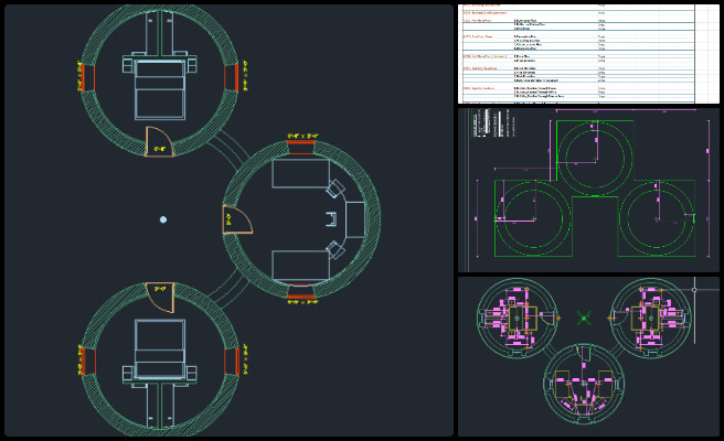 Earthbag Village, Establishing Abundant Community Systems, One Community Weekly Progress Update #638, Earthbag Village construction-ready designs, 3-dome structure floor plan, sustainable housing layout, eco-village architectural development, open source civil engineering design, Earthbag Village dimension planning, furniture layout for dome homes, green building design concepts, One Community housing blueprint, sustainable community infrastructure
