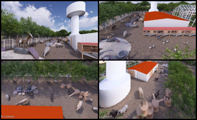Yan Zu, Duplicable City Center, Helping People Create Their Own Sustainable Futures, One Community Weekly Progress Update #640, natural animal habitat design, balanced animal area composition, immersive environmental design, realistic wildlife placement, ecological diversity enhancement, optimized plant selection, visual flow improvement, dynamic animal environment, sustainable landscape aesthetics, interactive animal scene design