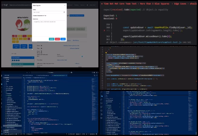 Blue square input form, read-only user field, assigned date in MM/DD/YY format, PR #1537 approval, frontend UI update, additional hours tracking, logic consistency checks, test case verification, volunteer management dashboard, Alpha Software Team progress, code review screenshots, bug fix implementation, software feature enhancement, developer task summary, sustainable software tools, community contribution platform, Highest Good Network interface, full stack development work, visual project summary, team collaboration visuals.